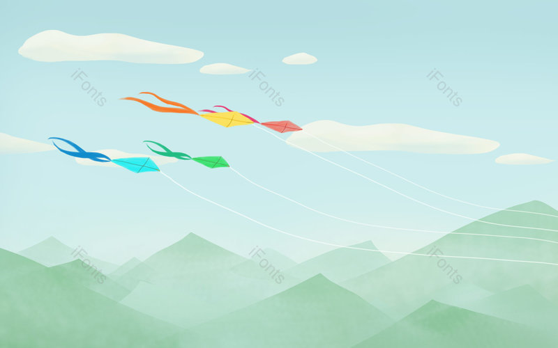 春分装饰卡通插画放风筝背景装饰,插画/手绘图,插画/手绘图库,插画/手绘图下载,插画/手绘